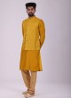 Sequins Work Nehru Jacket Set In Yellow Color